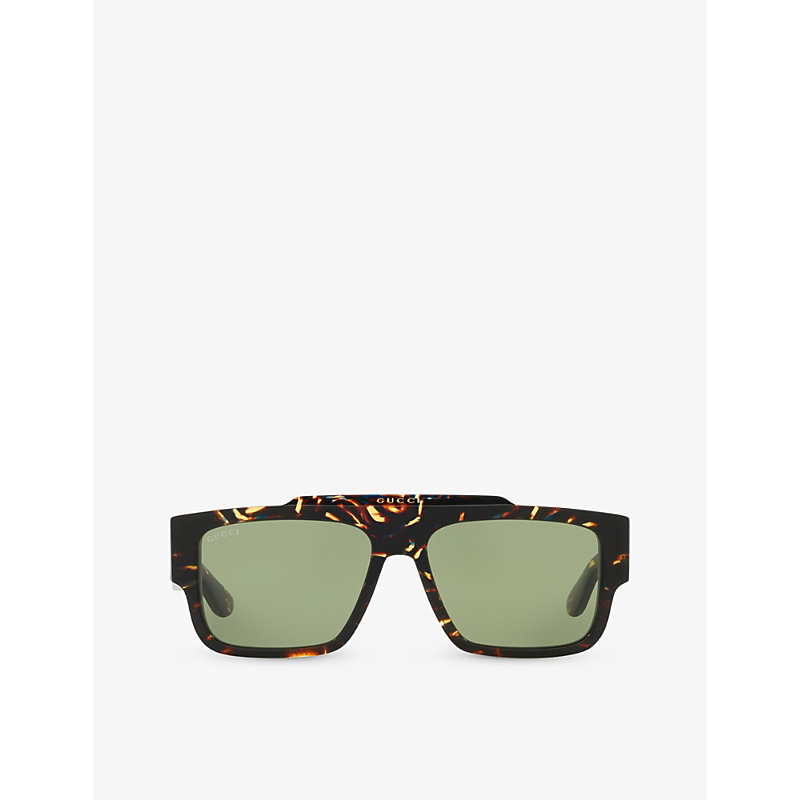 Shop Gucci Women's Brown Gc002152 Gg1460s Square-frame Acetate Sunglasses