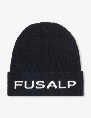 FUSALP: Fully brand-typography wool and cashmere-blend beanie