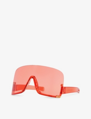Shop Gucci Women's Red Gc002161 Gg1631s Irregular-frame Injected Sunglasses