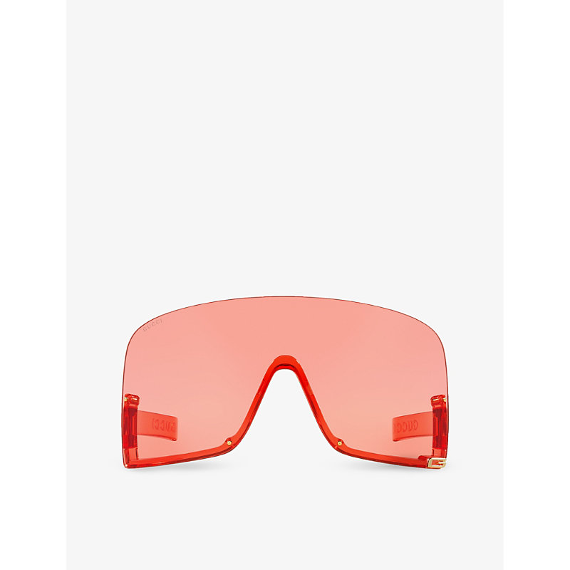 Shop Gucci Women's Red Gc002161 Gg1631s Irregular-frame Injected Sunglasses