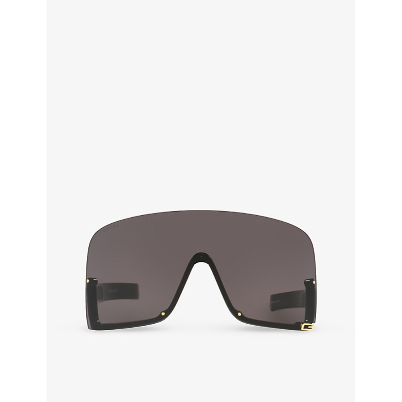 Shop Gucci Women's Black Gc002161 Gg1631s Irregular-frame Injected Sunglasses