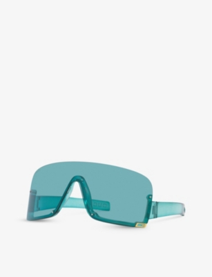 Gucci Womens Blue Gc002162 Gg1637s Irregular-frame Injected Sunglasses In Blue