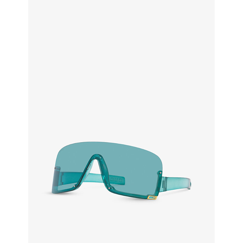 Shop Gucci Women's Blue Gc002162 Gg1637s Irregular-frame Injected Sunglasses