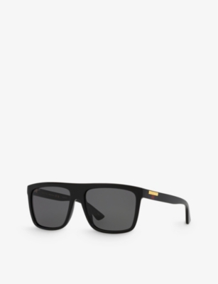 Gucci Womens Gold Gg0748s Rectangular-frame Injected Sunglasses In Gold