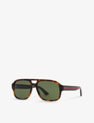 Shop Gucci Womens Brown Gg0925s Pilot-frame Acetate Sunglasses