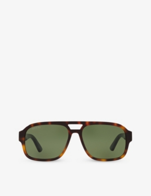 Gucci Womens Brown Gg0925s Pilot-frame Acetate Sunglasses