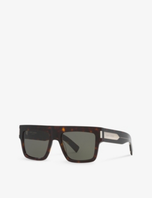 Shop Saint Laurent Women's Brown Sl628 Square-frame Acetate Sunglasses