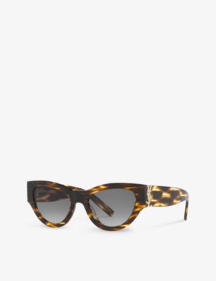 Shop Saint Laurent Women's Brown Slm94 Cat-eye Frame Acetate Sunglasses