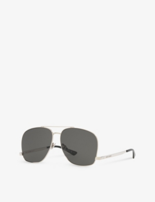 Saint Laurent Eyewear Pilot Frame Sunglasses In Silver