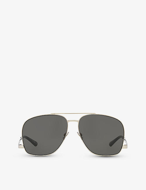 SAINT LAURENT: YS000528 pilot-frame metal sunglasses