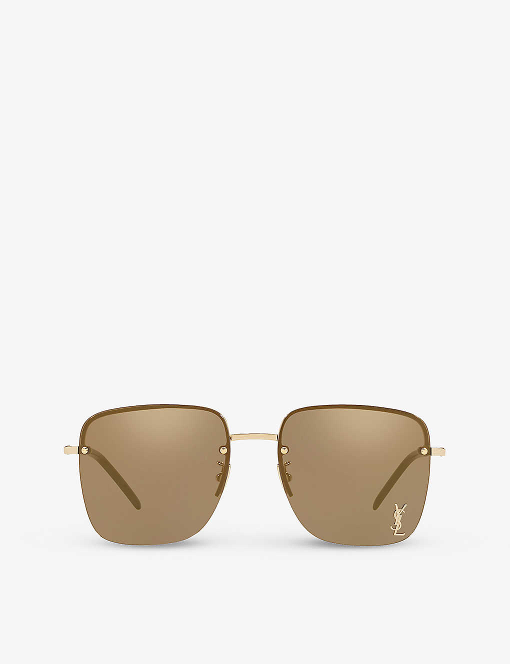 Shop Saint Laurent Women's Gold Ys000297 Sl 312 M Rectangular-frame Metal Sunglasses