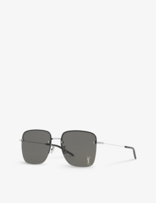 Saint Laurent Womens Silver Sl312 M Square-frame Metal Sunglasses In Silver