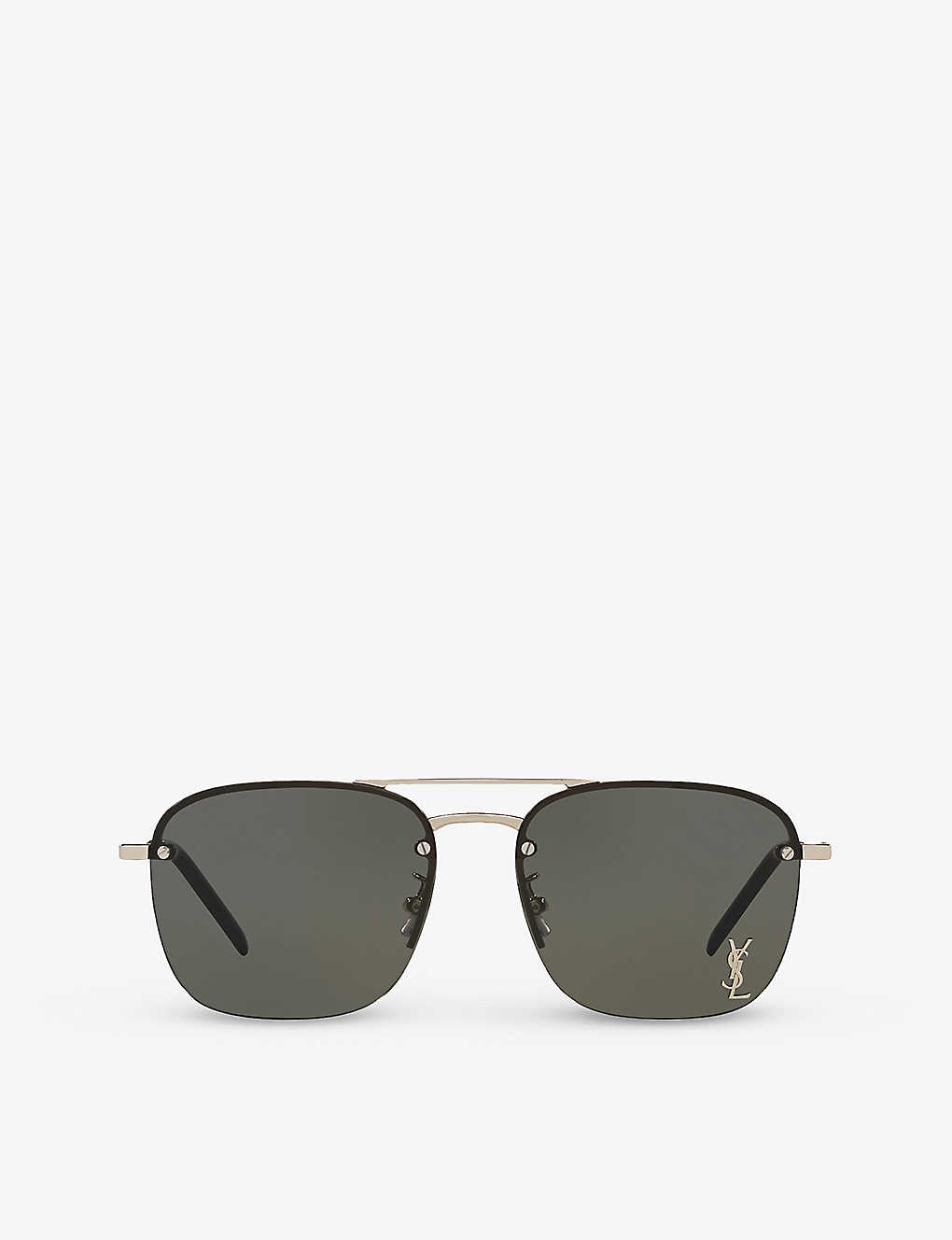 Saint Laurent Womens Silver Ys000490 Sl 309 M Rectangular-frame Metal Sunglasses