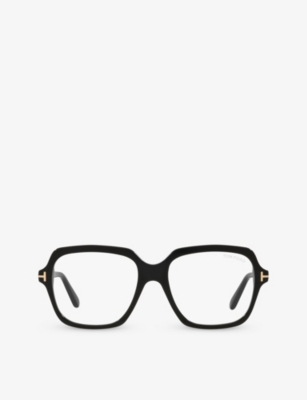 Shop Tom Ford Men's Black Ft5908-b Irregular-frame Acetate Glasses