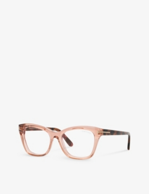 Tom Ford Blue Light Blocking Acetate Cat-eye Glasses In Pink