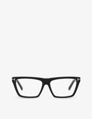 Shop Tom Ford Men's Black Ft5912-b Square-frame Acetate Glasses