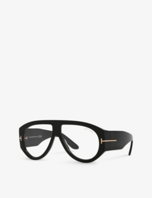 Shop Tom Ford Womens  Ft5958-b Pilot-frame Acetate Glasses In Black