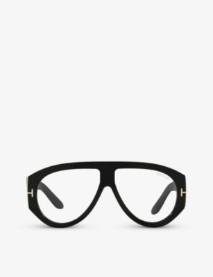 Shop Tom Ford Womens  Ft5958-b Pilot-frame Acetate Glasses In Black