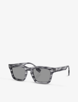 Shop Burberry Women's Grey Be4403 Rectangular-frame Acetate Sunglasses
