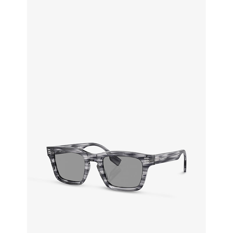 Shop Burberry Women's Grey Be4403 Rectangular-frame Acetate Sunglasses