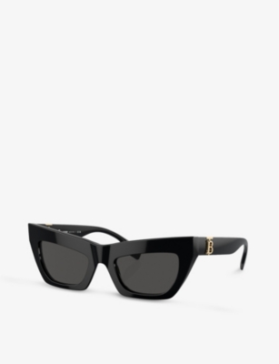 Shop Burberry Women's Black Be4405 Cat Eye-frame Acetate Sunglasses