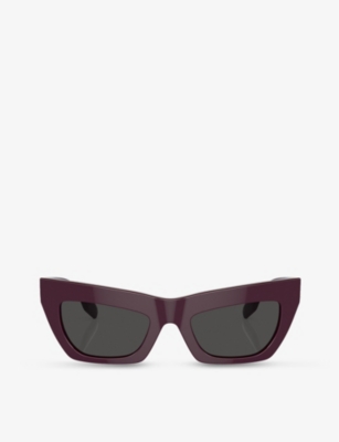 Shop Burberry Women's Red Be4405 Cat Eye-frame Acetate Sunglasses