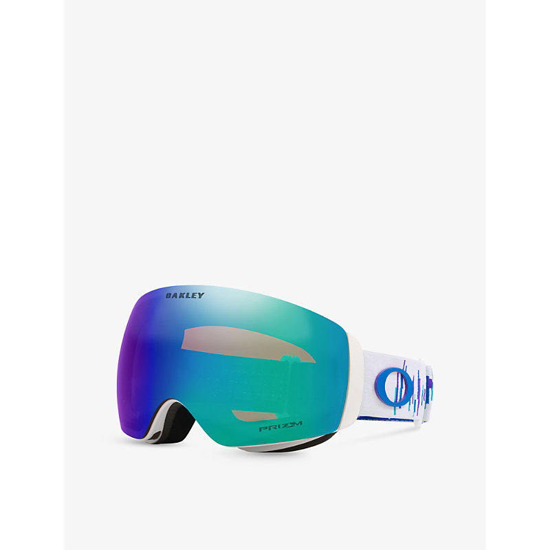 Shop Oakley Womens White Oo7064 Flight Deck M Rectangle-frame Acetate Prizm Ski Goggles