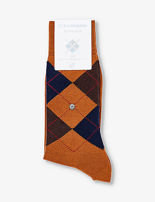BURLINGTON: Edinburgh brand-plaque wool-blend socks