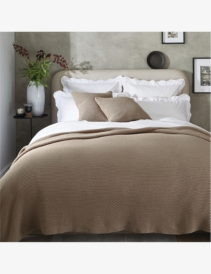 THE WHITE COMPANY: Lyra moss-stitch small cotton throw 130cm x 170cm