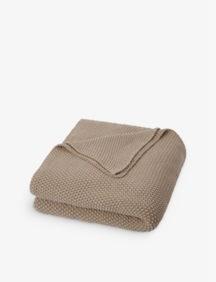 THE WHITE COMPANY: Lyra moss-stitch small cotton throw 130cm x 170cm