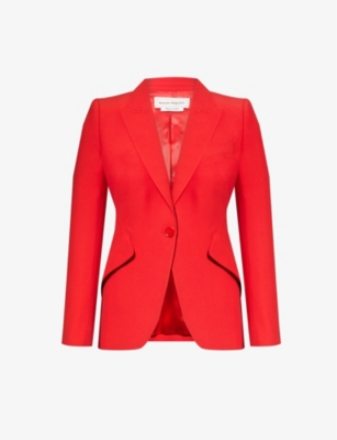 Alexander Mcqueen Classic Single-breasted Suiting Blazer In Lust Red