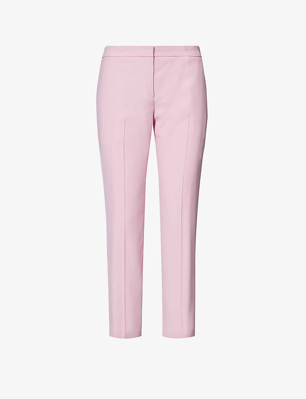 Shop Alexander Mcqueen Slim-leg Mid-rise Cropped Woven Trousers In Pale Pink