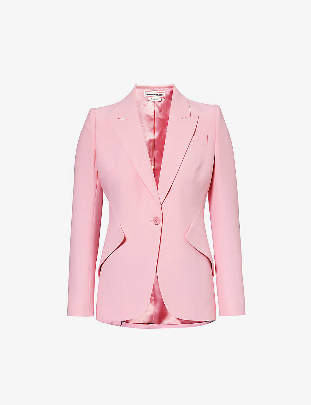 Shop Alexander Mcqueen Padded-shoulder Single-breasted Woven Blazer In Pale Pink