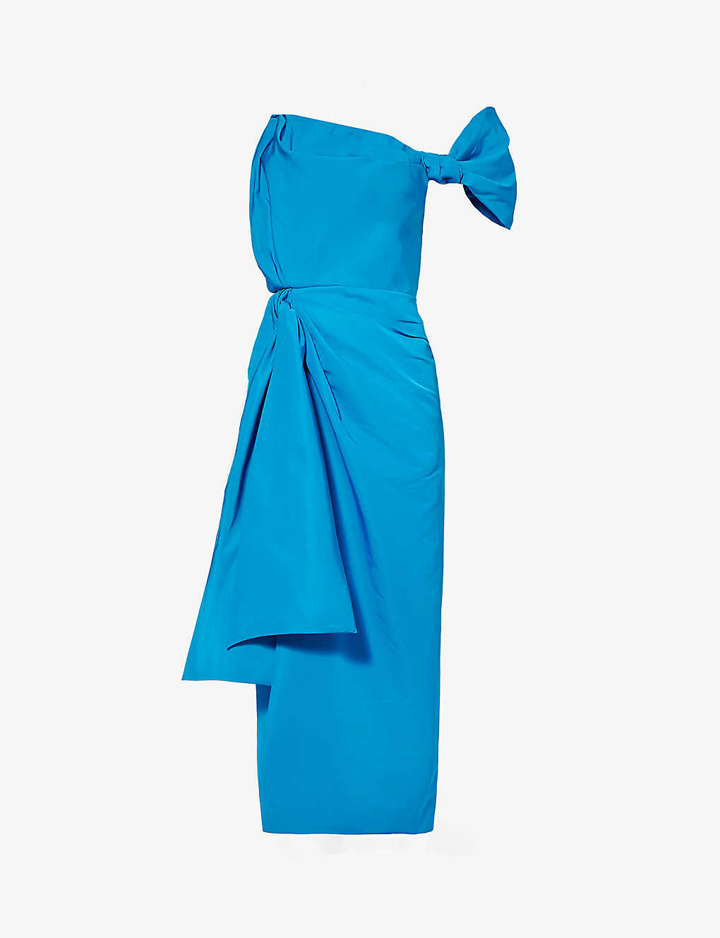 Alexander Mcqueen Womens Lapis Blue Bow-embellished Slim-fit Woven Midi Dress