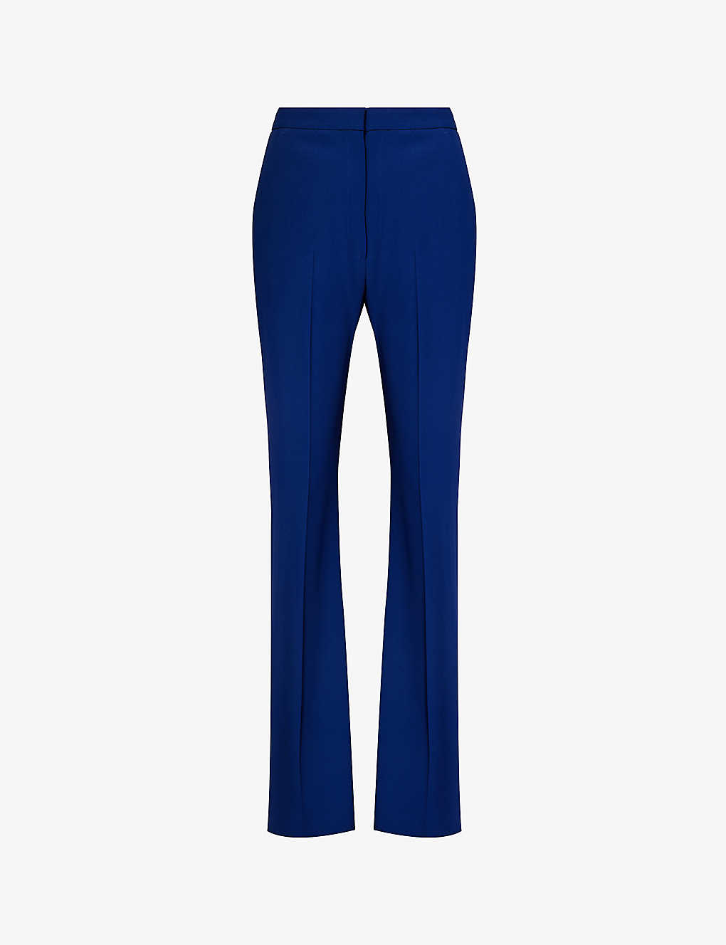 Alexander Mcqueen Womens Electric Navy Pressed-crease Slim-fit Bootcut Mid-rise Woven Trousers In Blue