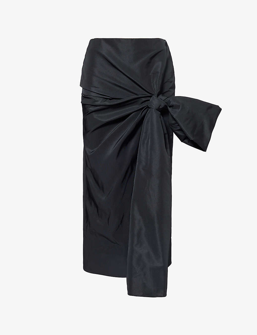 Alexander Mcqueen Womens Black Bow-embellished Slim-fit Woven Midi Skirt