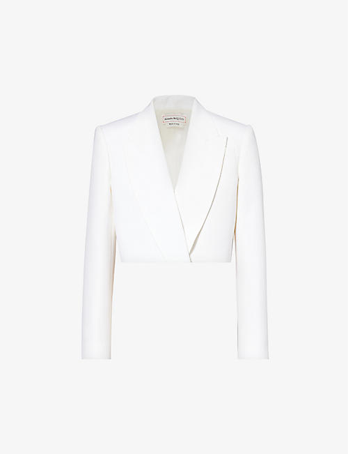 ALEXANDER MCQUEEN: Cropped boxy-fit wool jacket