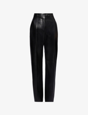 ALEXANDER MCQUEEN: Straight-leg mid-rise leather trousers