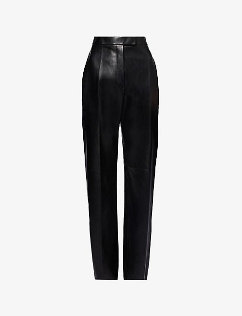 ALEXANDER MCQUEEN: Straight-leg mid-rise leather trousers