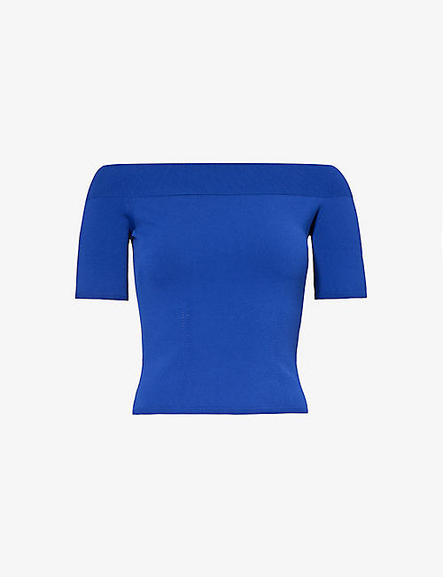 ALEXANDER MCQUEEN: Off-the-shoulder ribbed knitted top