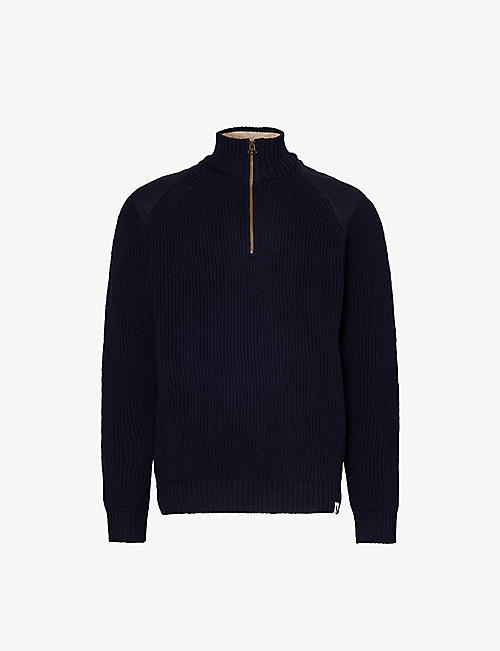 PEREGRINE: Foxton half-zip funnel-neck wool sweatshirt