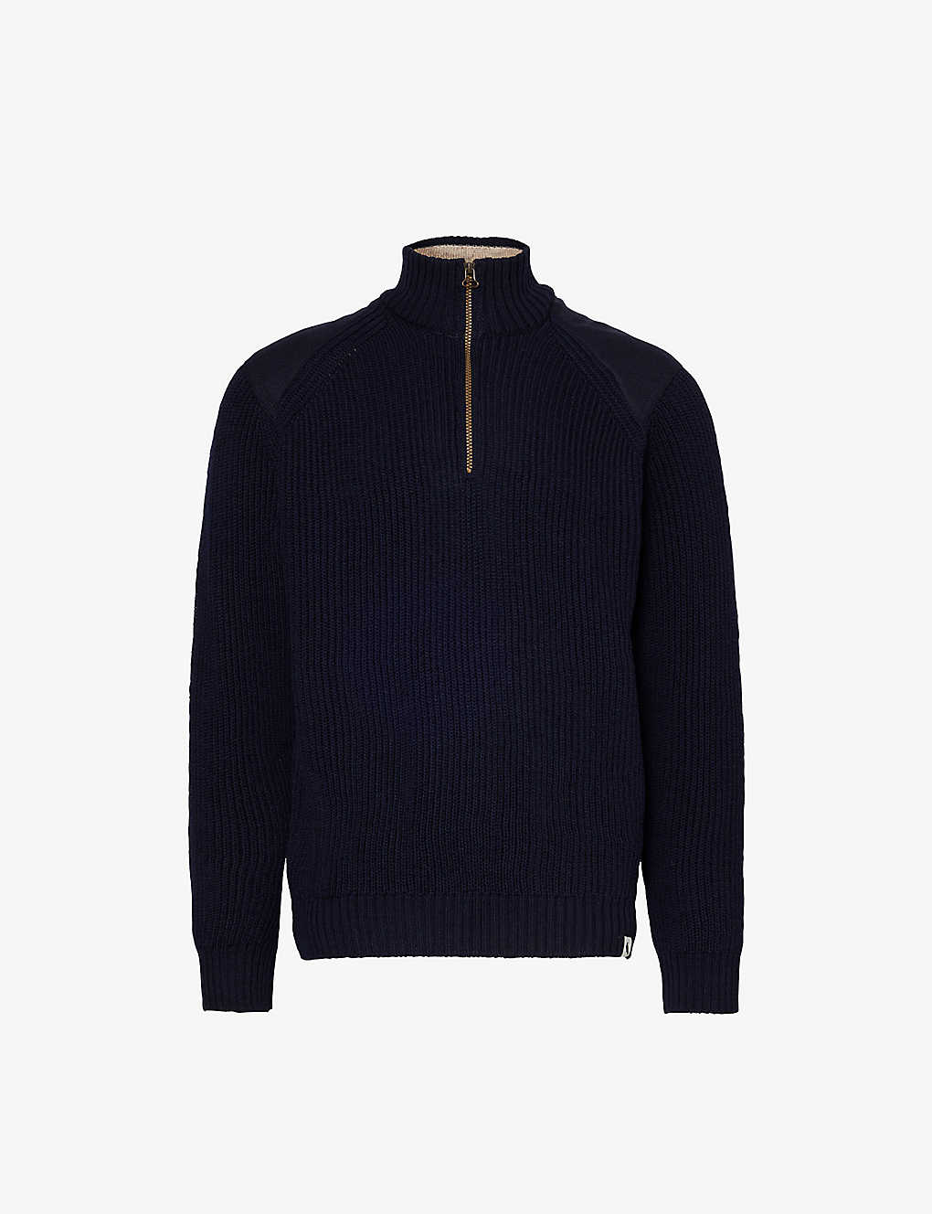 Peregrine Mens Navy Foxton Half-zip Funnel-neck Wool Sweatshirt