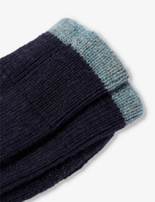Shop Peregrine Speckled Elasticated-cuff Wool-blend Socks In Navy