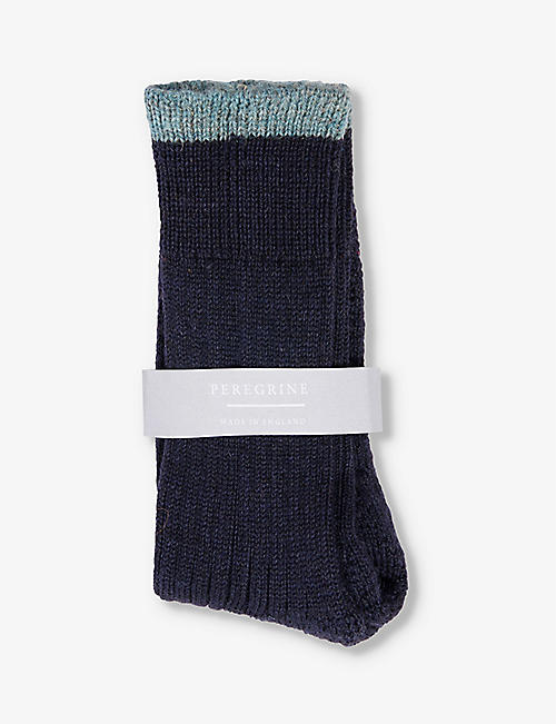 PEREGRINE: Speckled elasticated-cuff wool-blend socks