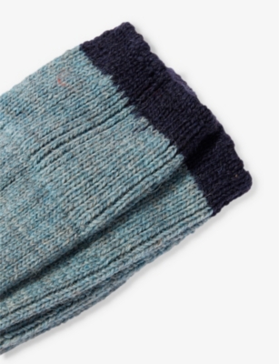 Shop Peregrine Speckled Elasticated-cuff Wool-blend Socks In Seafoam