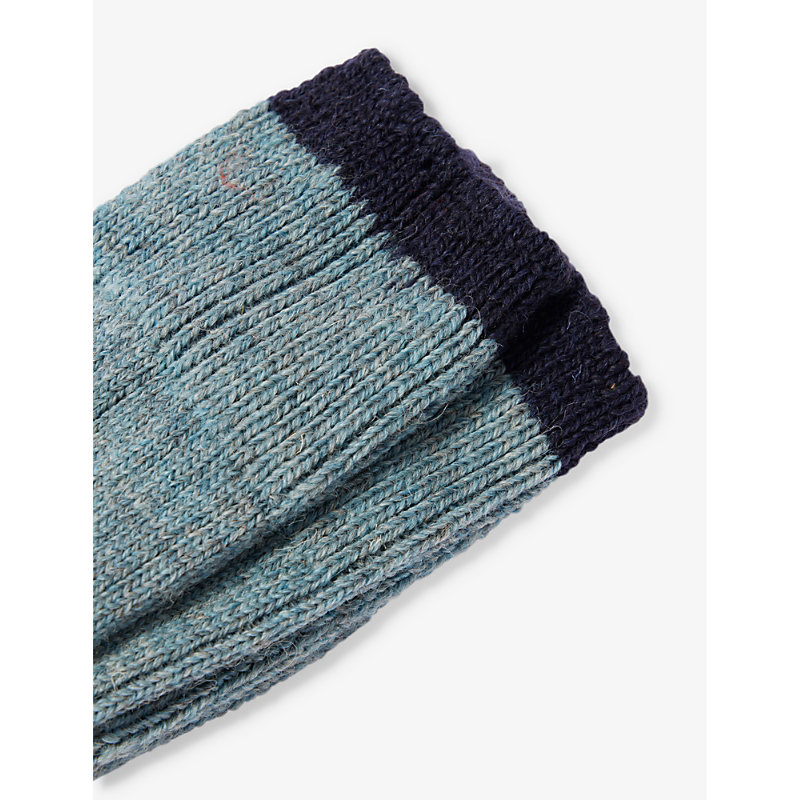 Shop Peregrine Speckled Elasticated-cuff Wool-blend Socks In Seafoam
