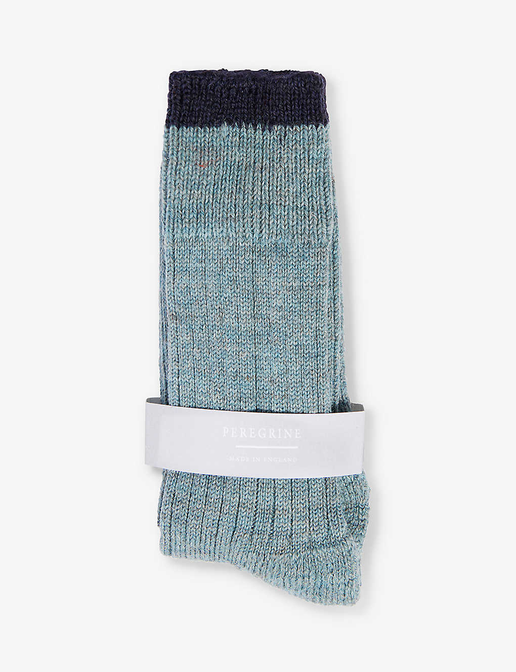 Peregrine Mens Seafoam Speckled Elasticated-cuff Wool-blend Socks