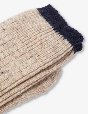 Shop Peregrine Speckled Elasticated-cuff Wool-blend Socks In Skiddaw