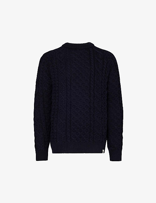 PEREGRINE: Hudson Aran crewneck knitted wool jumper