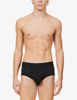 Che Mens Black Elasticated-waistband Pack Of Three Stretch-woven Briefs In Black